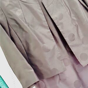 Chic Gray Polka Dot Blazer and Dress Set